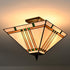Guardiagrele Tiffany Style 3-Light Semi-Flush Mount Geometric Stained Glass Ceiling Light