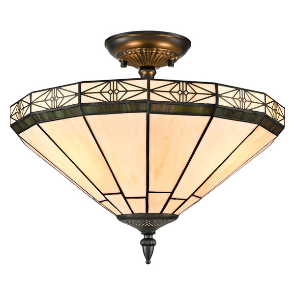 Tagliacozzo Tiffany style 3-light flush mount stained glass ceiling light