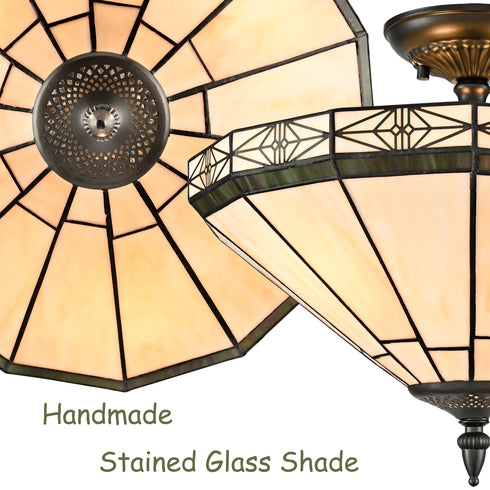 Tagliacozzo Tiffany Style 3-Light Flush Mount Stained Glass Ceiling Light