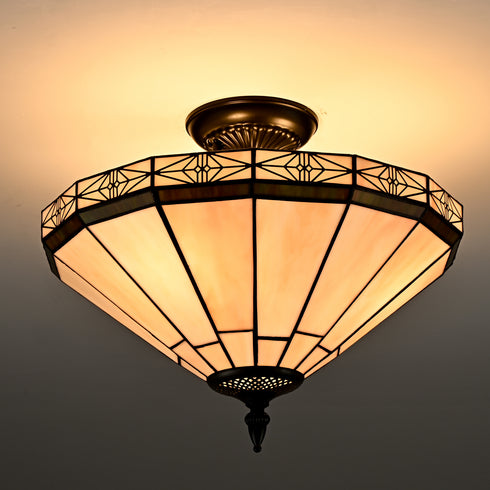 Tagliacozzo Tiffany Style 3-Light Flush Mount Stained Glass Ceiling Light