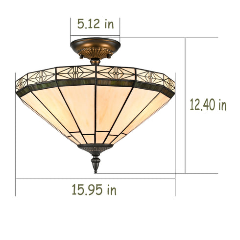 Tagliacozzo Tiffany Style 3-Light Flush Mount Stained Glass Ceiling Light