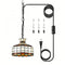 Urbino Black Tiffany Plug-In Pendant Light with Stained Glass Dome Shade