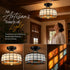 Lucca Tiffany Style Black Flush Mount Ceiling Light with Dome Stained Glass