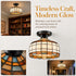 Lucca Tiffany Style Black Flush Mount Ceiling Light with Dome Stained Glass