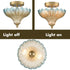 Modica 2-Light Gold Semi-Flush Mount Ceiling Light with Blue & Amber Feather Glass Shade