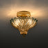 Modica 2-Light Gold Semi-Flush Mount Ceiling Light with Blue & Amber Feather Glass Shade