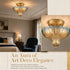 Modica 2-Light Gold Semi-Flush Mount Ceiling Light with Blue & Amber Feather Glass Shade