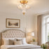 Erice 2-Light Gold Semi-Flush Mount Ceiling Light with Clear Feather Glass Shade