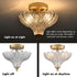 Erice 2-Light Gold Semi-Flush Mount Ceiling Light with Clear Feather Glass Shade