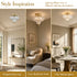 Erice 2-Light Gold Semi-Flush Mount Ceiling Light with Clear Feather Glass Shade