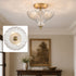 Erice 2-Light Gold Semi-Flush Mount Ceiling Light with Clear Feather Glass Shade