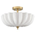 Siracusa Modern Gold Milky Crackle Glass 3-Light Semi-Flush Mount Ceiling Light