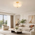 Siracusa Modern Gold Milky Crackle Glass 3-Light Semi-Flush Mount Ceiling Light