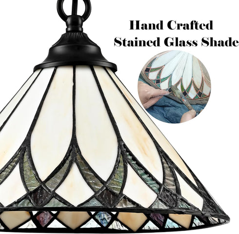 Ragusa Tiffany Style Plug-In Stained Glass Cone Pendant Light