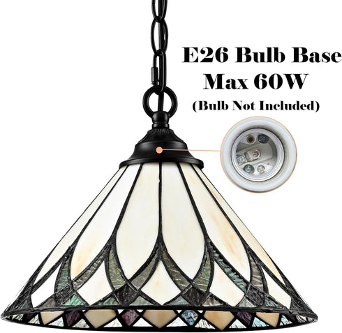 Ragusa Tiffany Style Plug-In Stained Glass Cone Pendant Light
