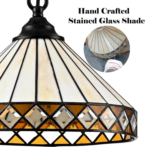 Noto Tiffany Style Plug-In Stained Glass Pendant Light