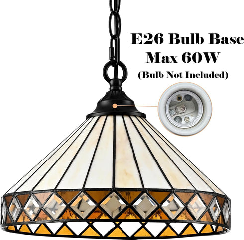 Noto Tiffany Style Plug-In Stained Glass Pendant Light