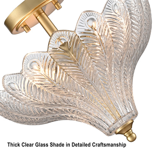 Trapani Gold 3-Light Semi-Flush Mount Ceiling Light with Art Glass Shade