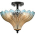 Tropea Black 3-Light Semi-Flush Mount Ceiling Light with Blue-to-Amber Art Glass Shade