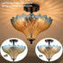 Tropea Black 3-Light Semi-Flush Mount Ceiling Light with Blue-to-Amber Art Glass Shade
