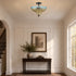 Tropea Black 3-Light Semi-Flush Mount Ceiling Light with Blue-to-Amber Art Glass Shade