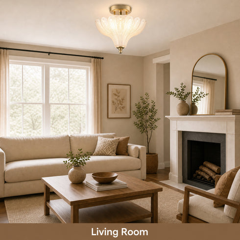 Alberobello 2-Light Gold Semi-Flush Mount Ceiling Light with Frosted Glass Shade