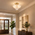 Alberobello 2-Light Gold Semi-Flush Mount Ceiling Light with Frosted Glass Shade