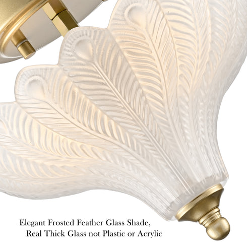 Alberobello 2-Light Gold Semi-Flush Mount Ceiling Light with Frosted Glass Shade