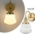 Gallipoli Vintage Milk Glass Wall Sconce with Schoolhouse Shade in Brass