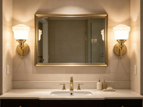 Gallipoli Vintage Milk Glass Wall Sconce with Schoolhouse Shade in Brass