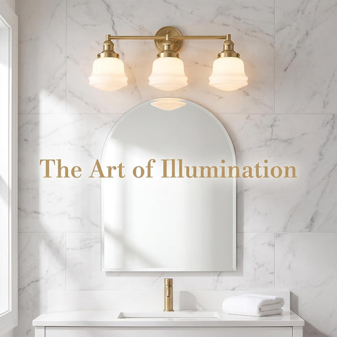 Trani 3-Light Gold Milk Glass Bathroom Vanity Light