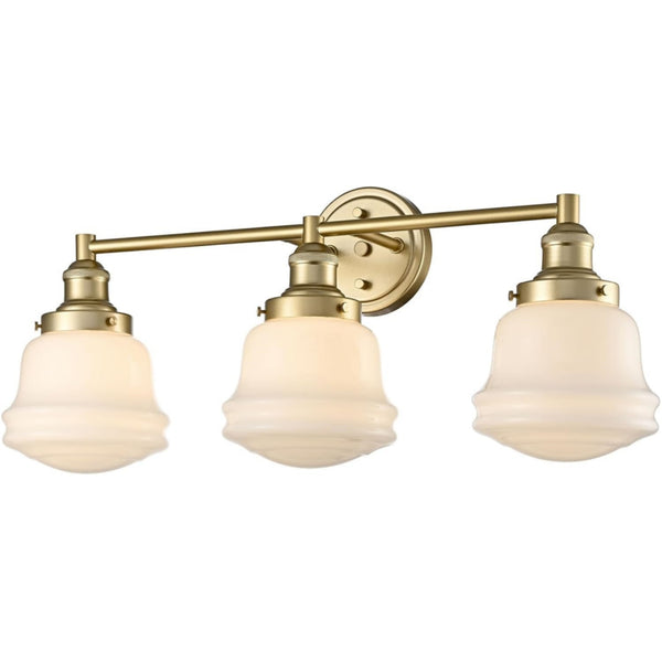 Trani 3-Light Gold Milk Glass Bathroom Vanity Light