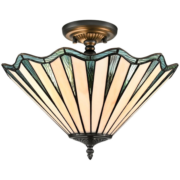 Taormina 3-Light Tiffany Stained Glass Semi-Flush Mount Ceiling Light