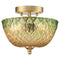 Maratea 2-Light Gold Semi-Flush Mount Ceiling Light with Green & Amber Glass Shade