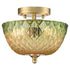 Maratea 2-Light Gold Semi-Flush Mount Ceiling Light with Green & Amber Glass Shade