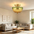 Maratea 2-Light Gold Semi-Flush Mount Ceiling Light with Green & Amber Glass Shade