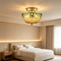 Maratea 2-Light Gold Semi-Flush Mount Ceiling Light with Green & Amber Glass Shade