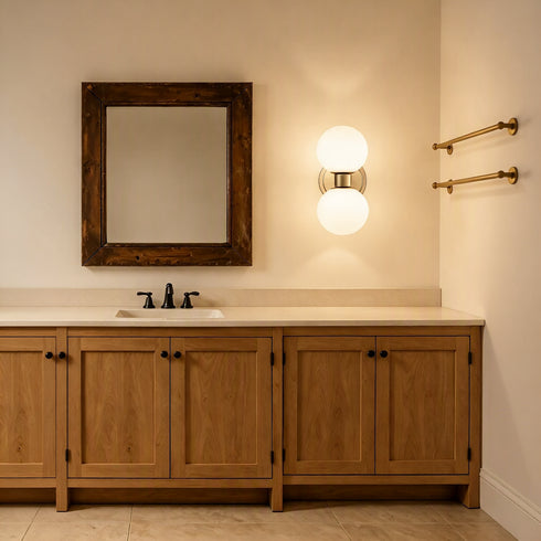 Bergamo Mid-Century Modern Plug-In 2-Light Gold Wall Sconce with Milk Glass Shade