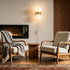 Bergamo Mid-Century Modern Plug-In 2-Light Gold Wall Sconce with Milk Glass Shade