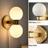 Bergamo Mid-Century Modern Plug-In 2-Light Gold Wall Sconce with Milk Glass Shade