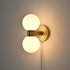 Bergamo Mid-Century Modern Plug-In 2-Light Gold Wall Sconce with Milk Glass Shade