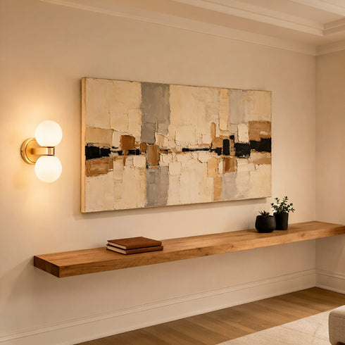 Bergamo Mid-Century Modern Plug-In 2-Light Gold Wall Sconce with Milk Glass Shade