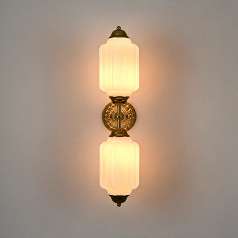 Montalcino Vintage 2-Light Milk Glass Wall Sconce in Brass