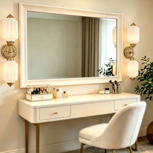Montalcino Vintage 2-Light Milk Glass Wall Sconce in Brass