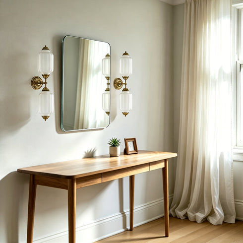 Montalcino Vintage 2-Light Milk Glass Wall Sconce in Brass