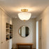 Volterra 2-Light Gold Semi-Flush Mount Ceiling Light with Diamond-Embossed Frosted Glass Shade