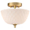 Volterra 2-Light Gold Semi-Flush Mount Ceiling Light with Diamond-Embossed Frosted Glass Shade