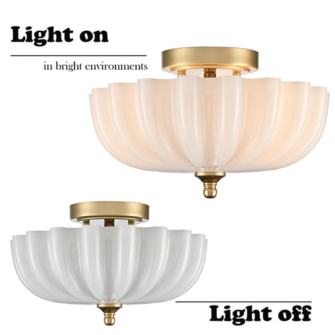Cortona Modern 3-Light Gold Flush Mount Ceiling Light with Milk Glass Shade