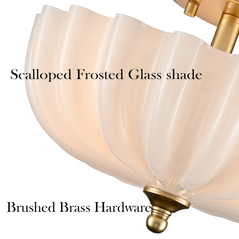 Cortona Modern 3-Light Gold Flush Mount Ceiling Light with Milk Glass Shade