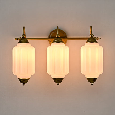 Assisi Vintage 3-Light Milk Glass Vanity Light in Brass
